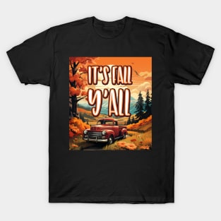 It's Fall Y'all Vintage Retro Red Truck Countryside T-Shirt